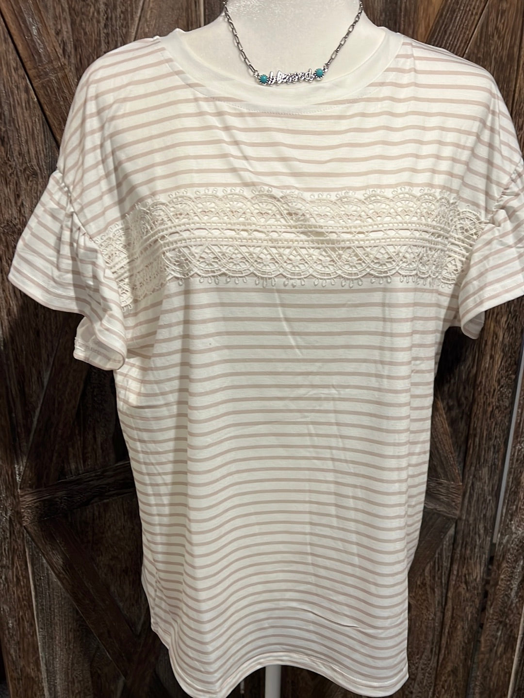 Stripe Ruffle Sleeve Top