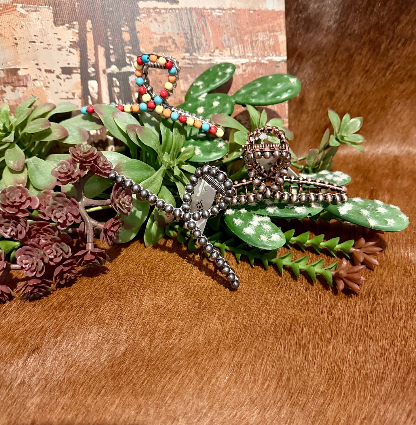 Large Beaded Claw Clips