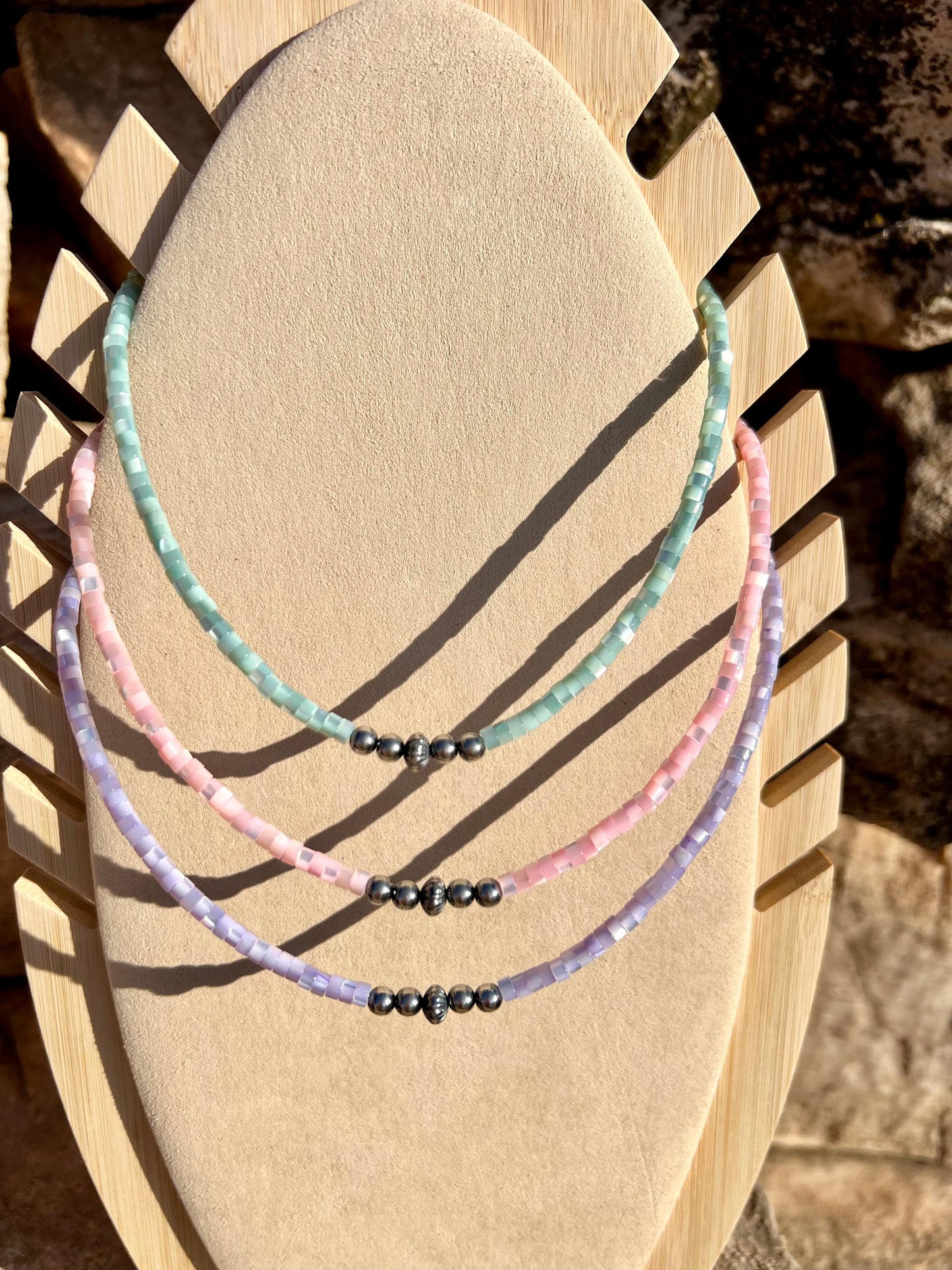 Colored Chokers with Sterling Silver Pearls