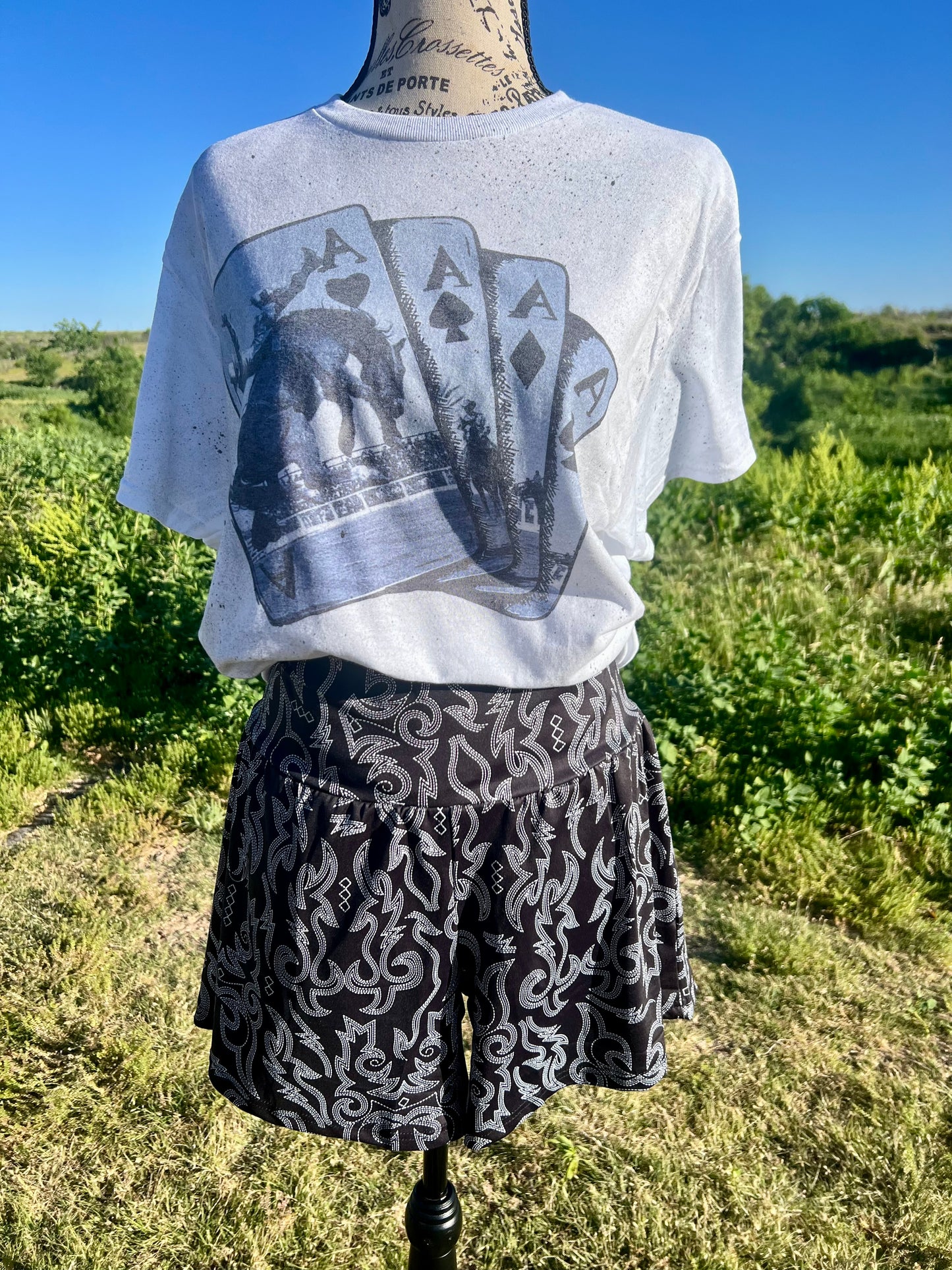 Black Boot Stitch Shorts