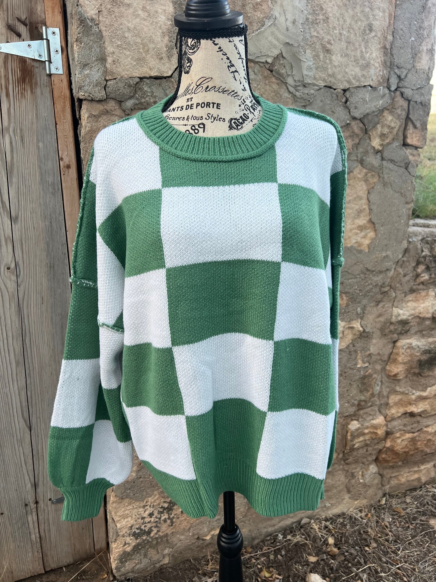 Green Checkered Sweater