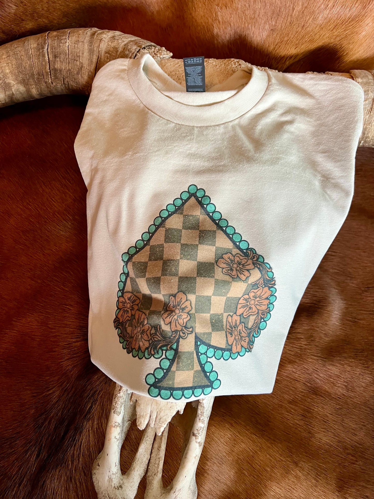 Checkered Spade Tan T-shirt