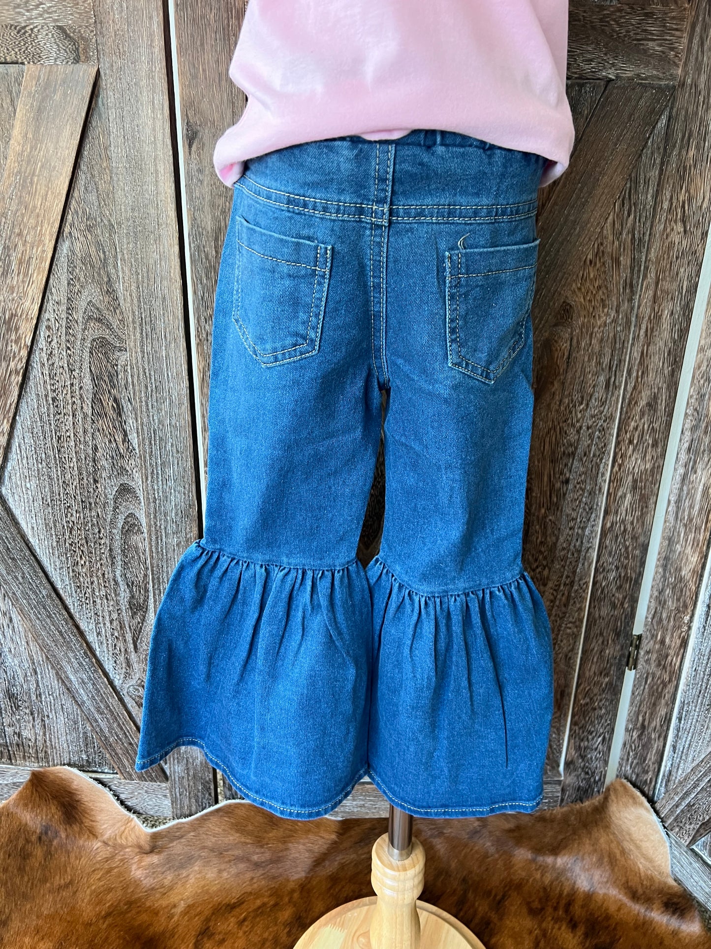Denim Elastic Bell Bottom Jeans