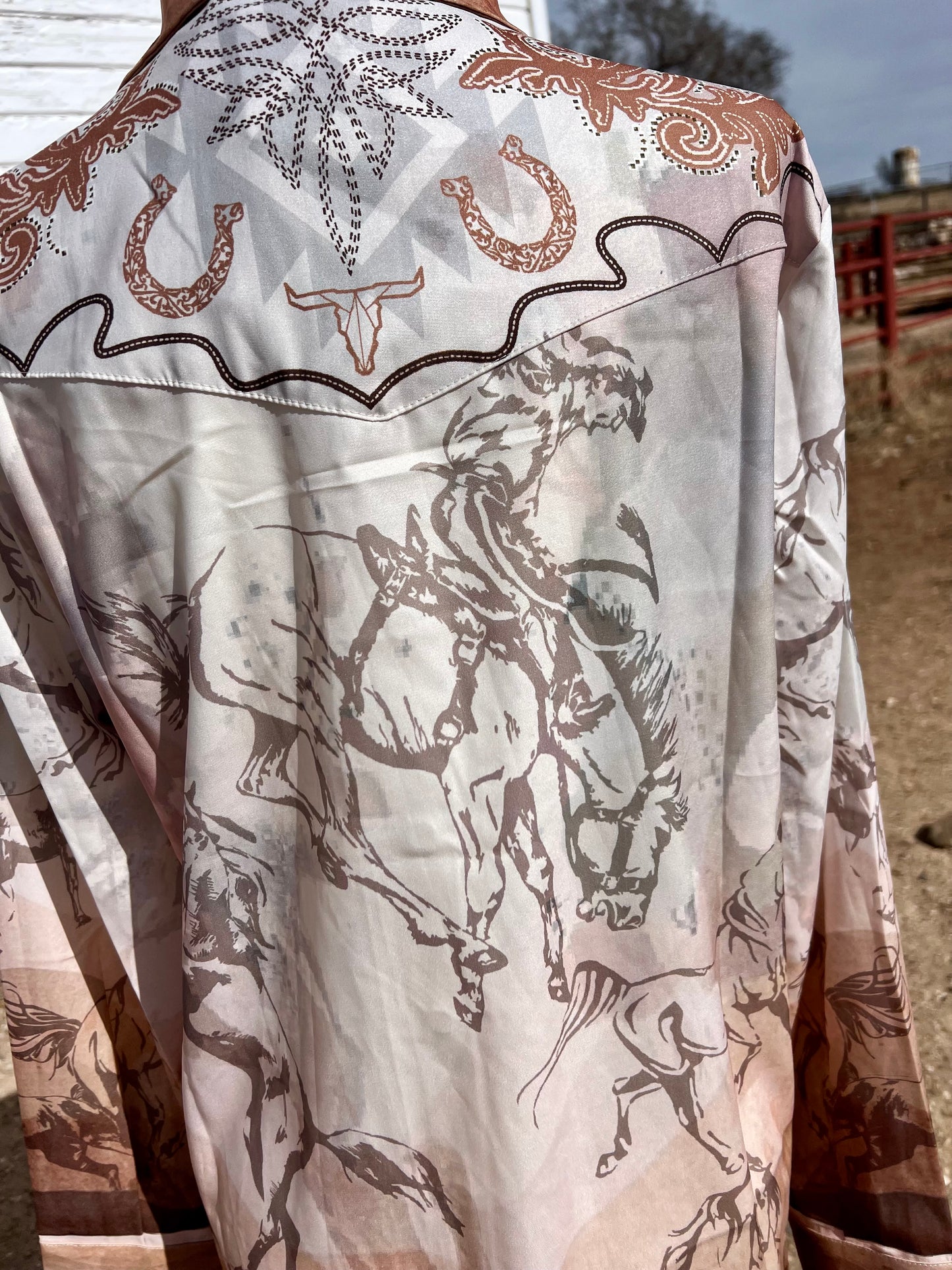 Pearl Snap Button Down Vintage Horse Dress