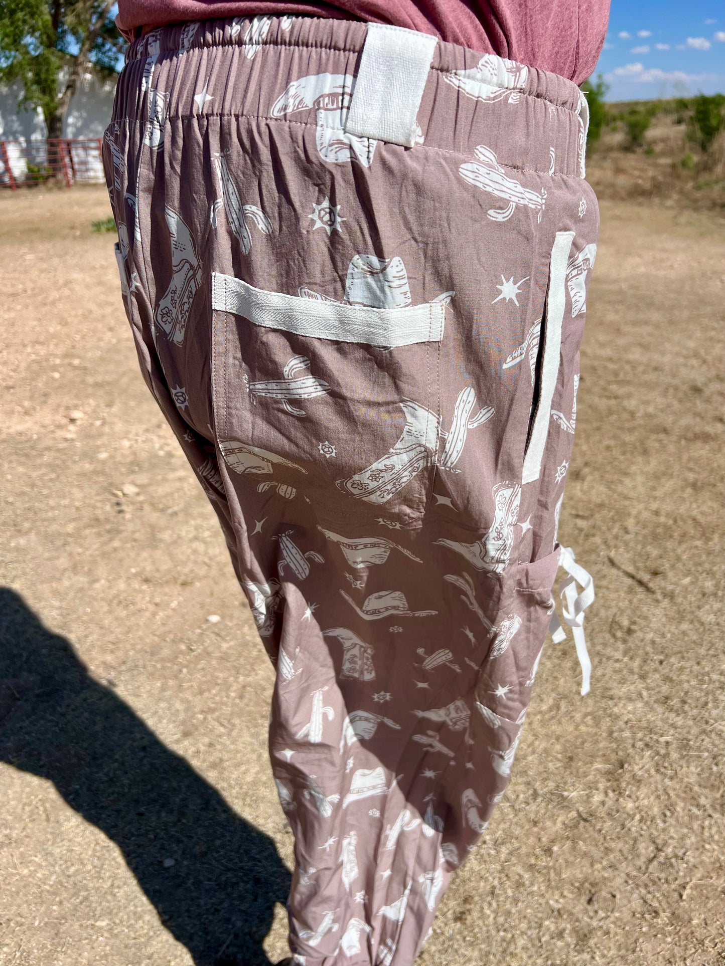 Western Print Khaki Joggers