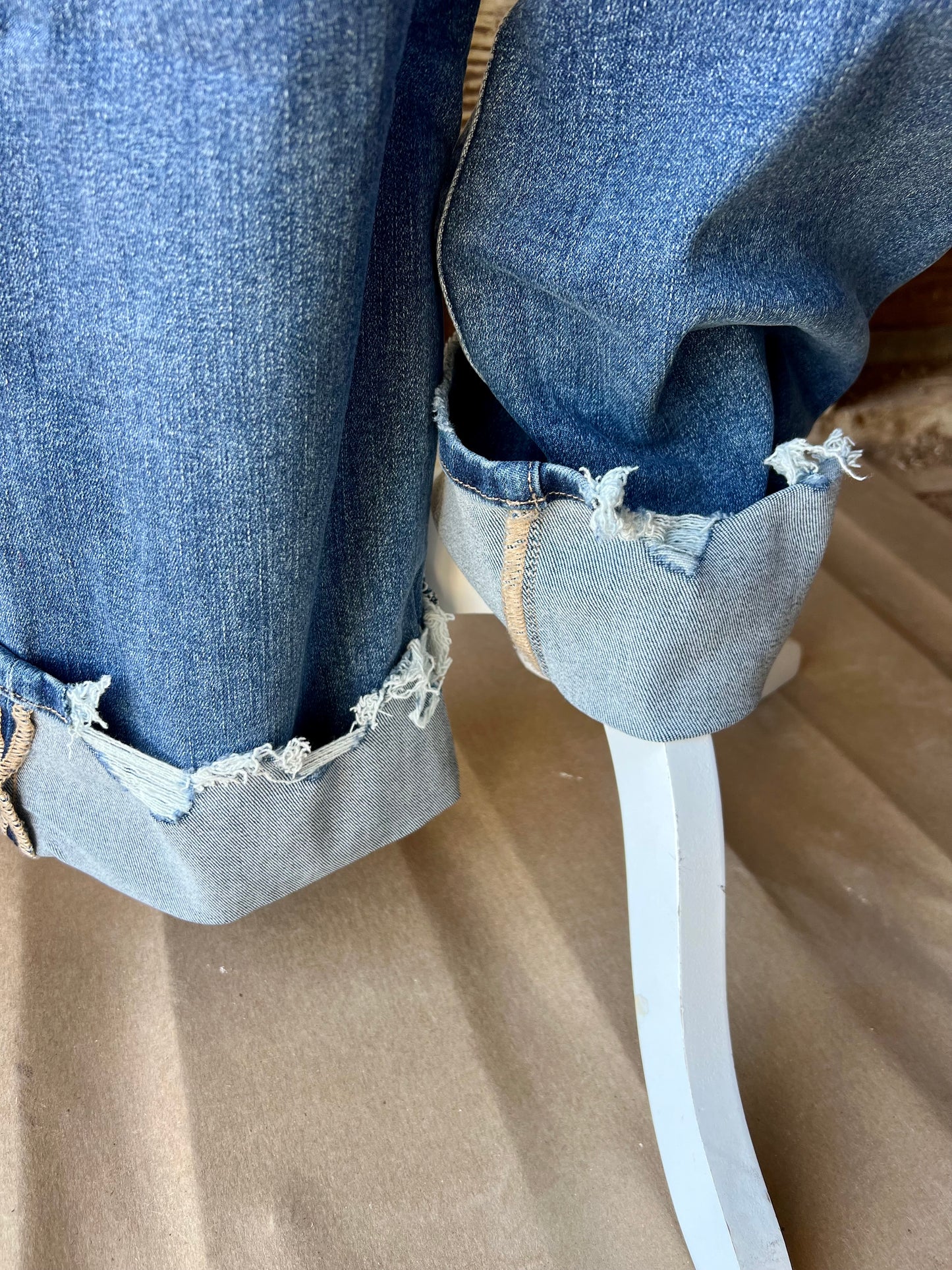 Mica Denim High Rise Relaxed Straight Cuff Jeans