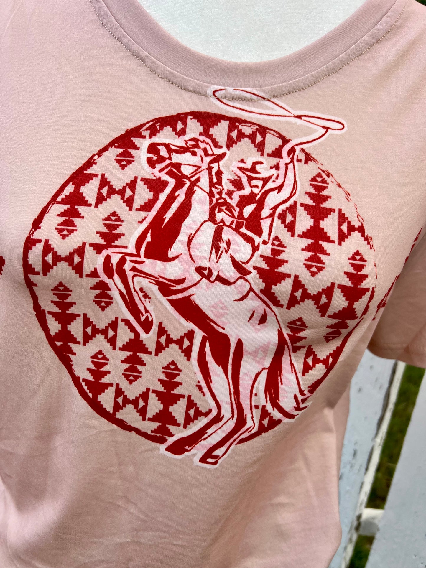 Cowboy Aztec Top Soft Pink Top