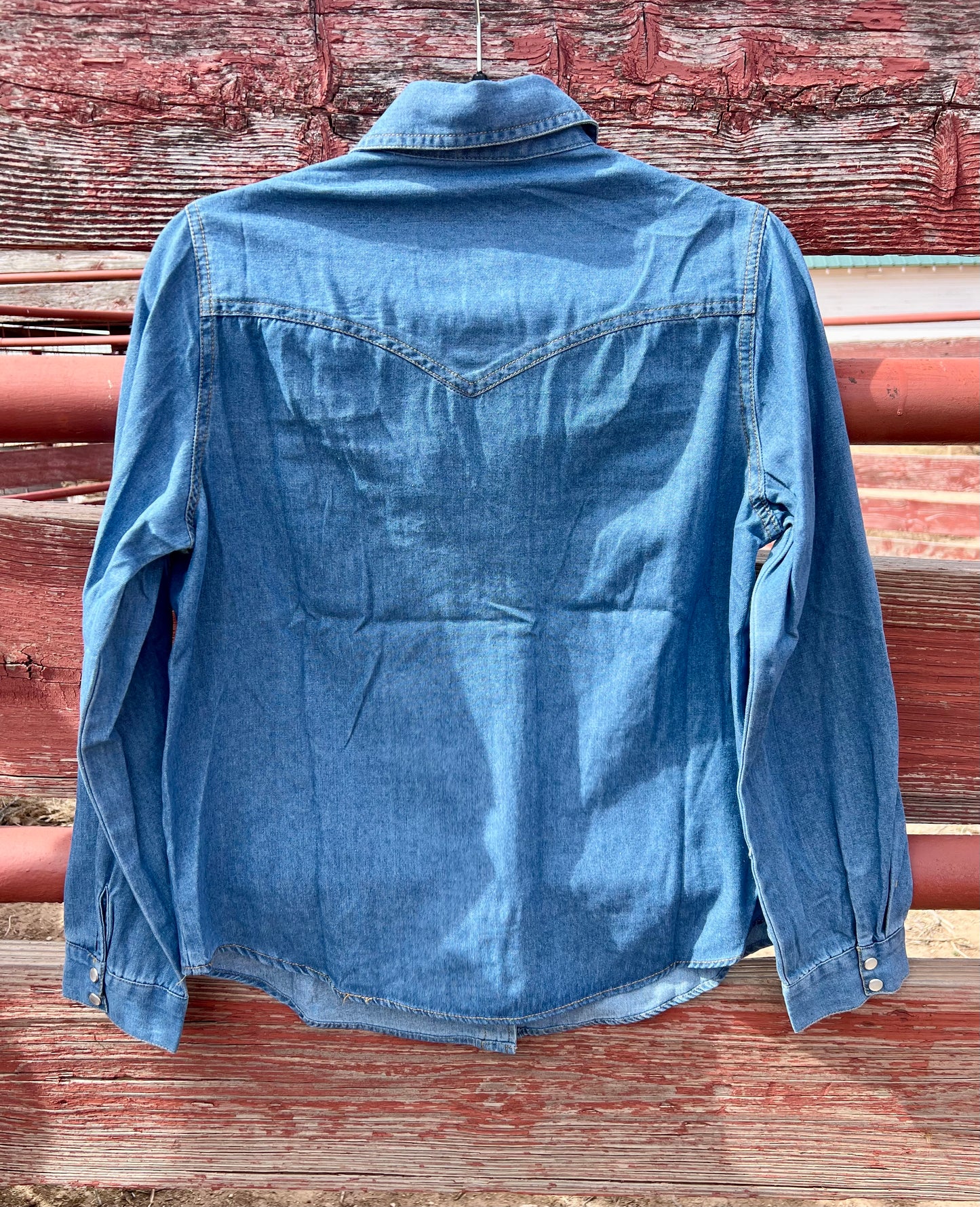 Denim Shirt with Pearl Snaps
