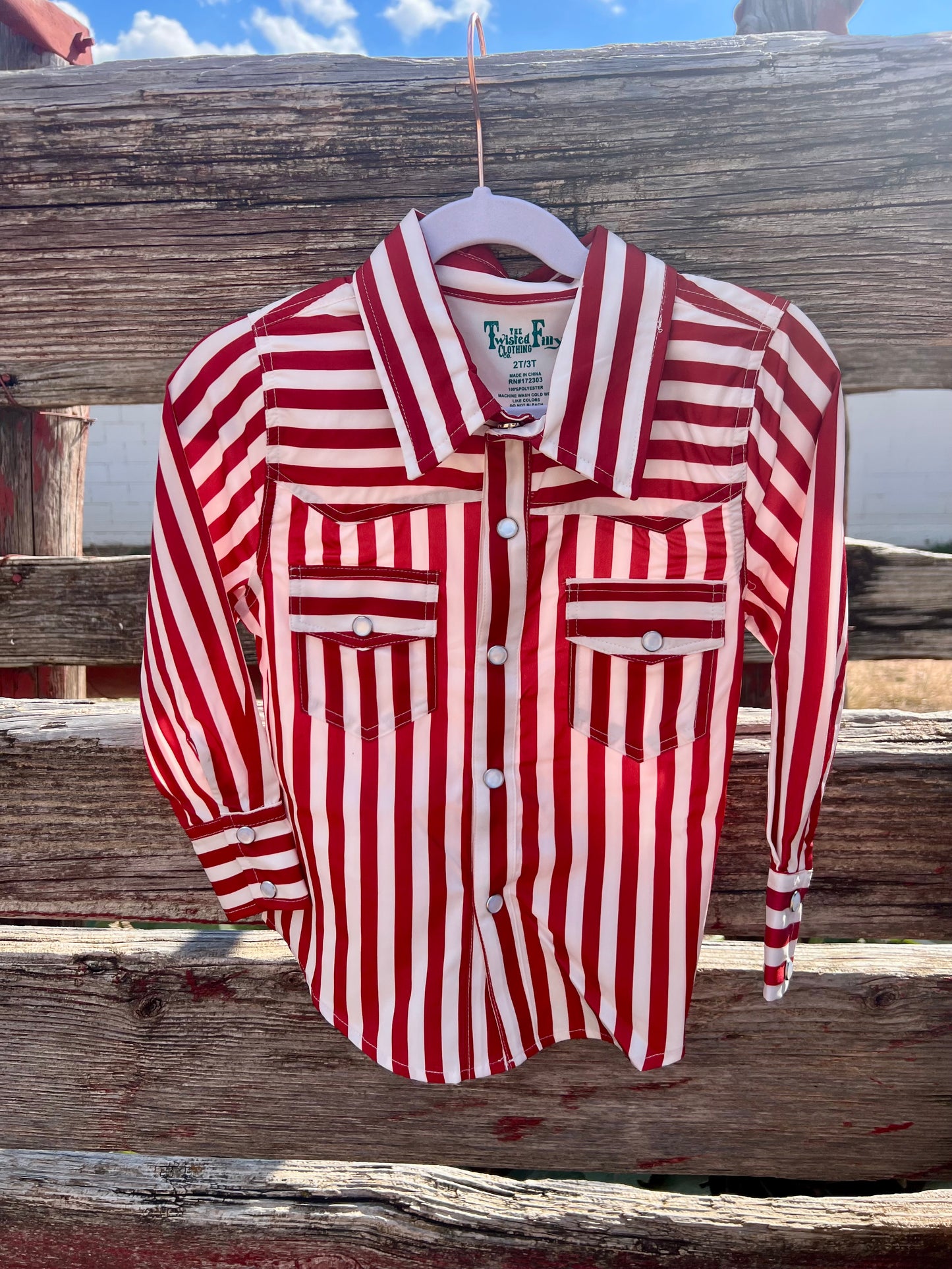Red Stripe Pearl Snap Shirt Toddler