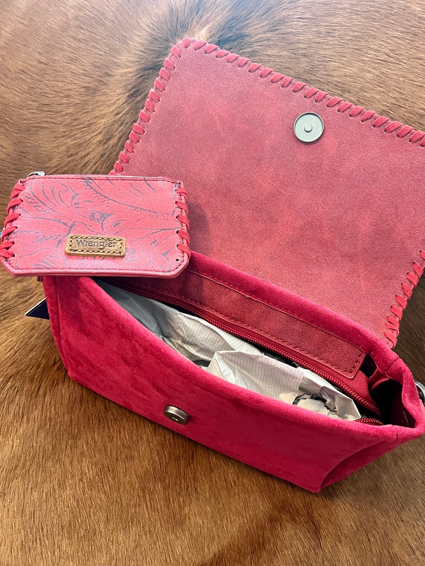 Red Wrangler Suede Crossbody