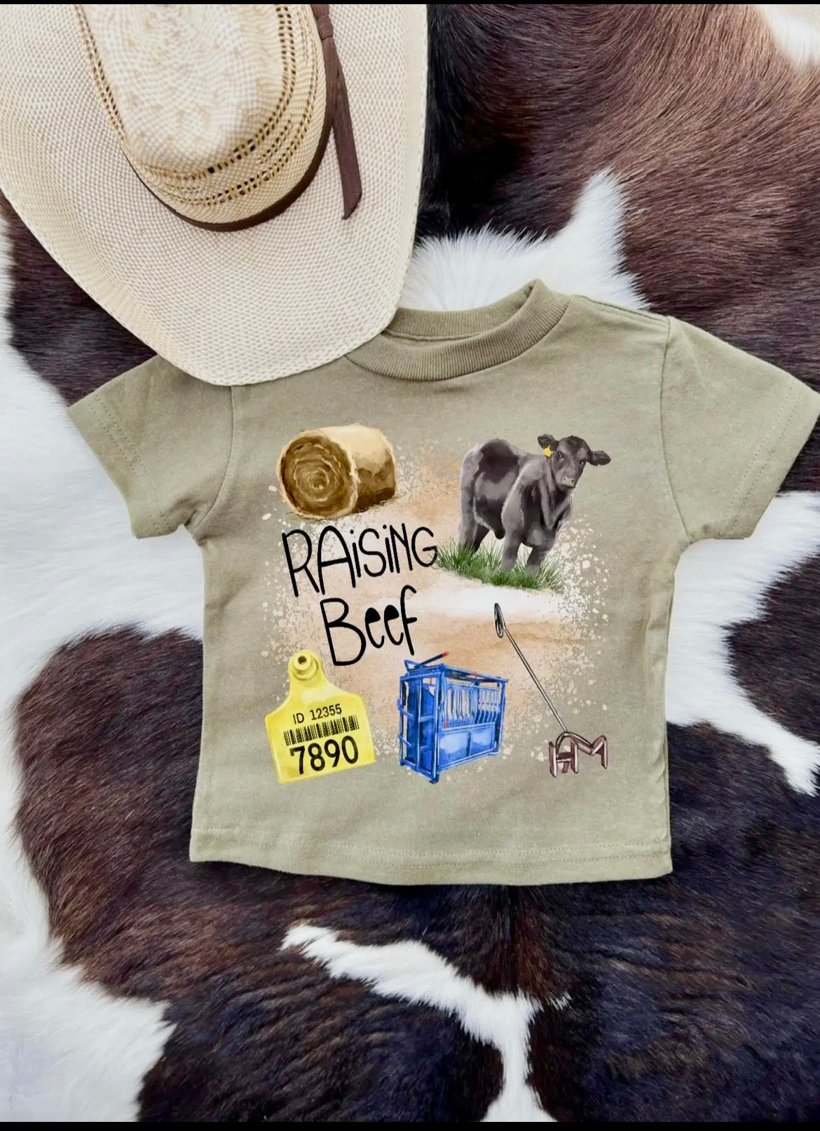 Raising Beef Olive Green T-shirt