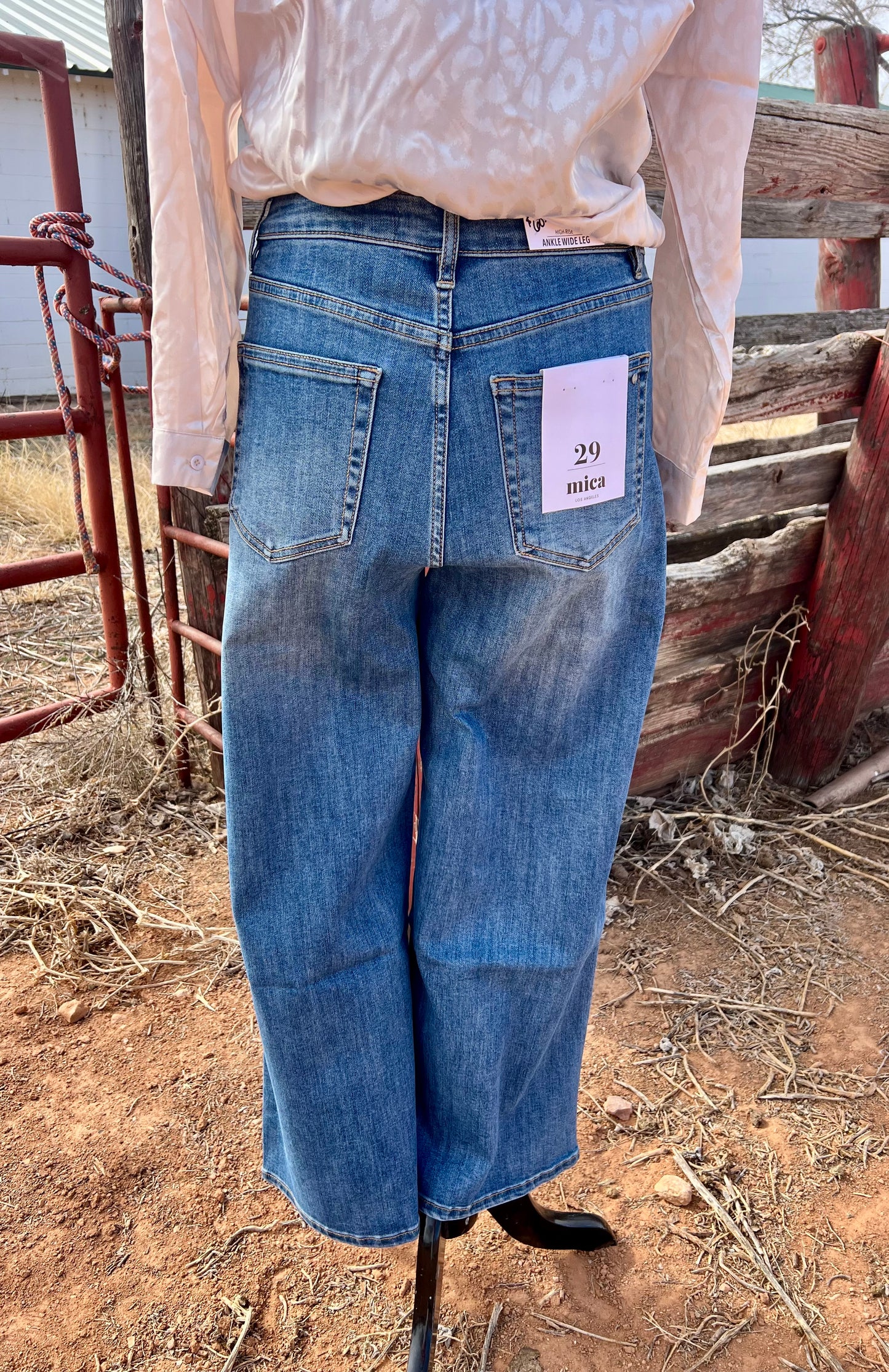 Mica Ankle Wide Leg Seamed Jeans