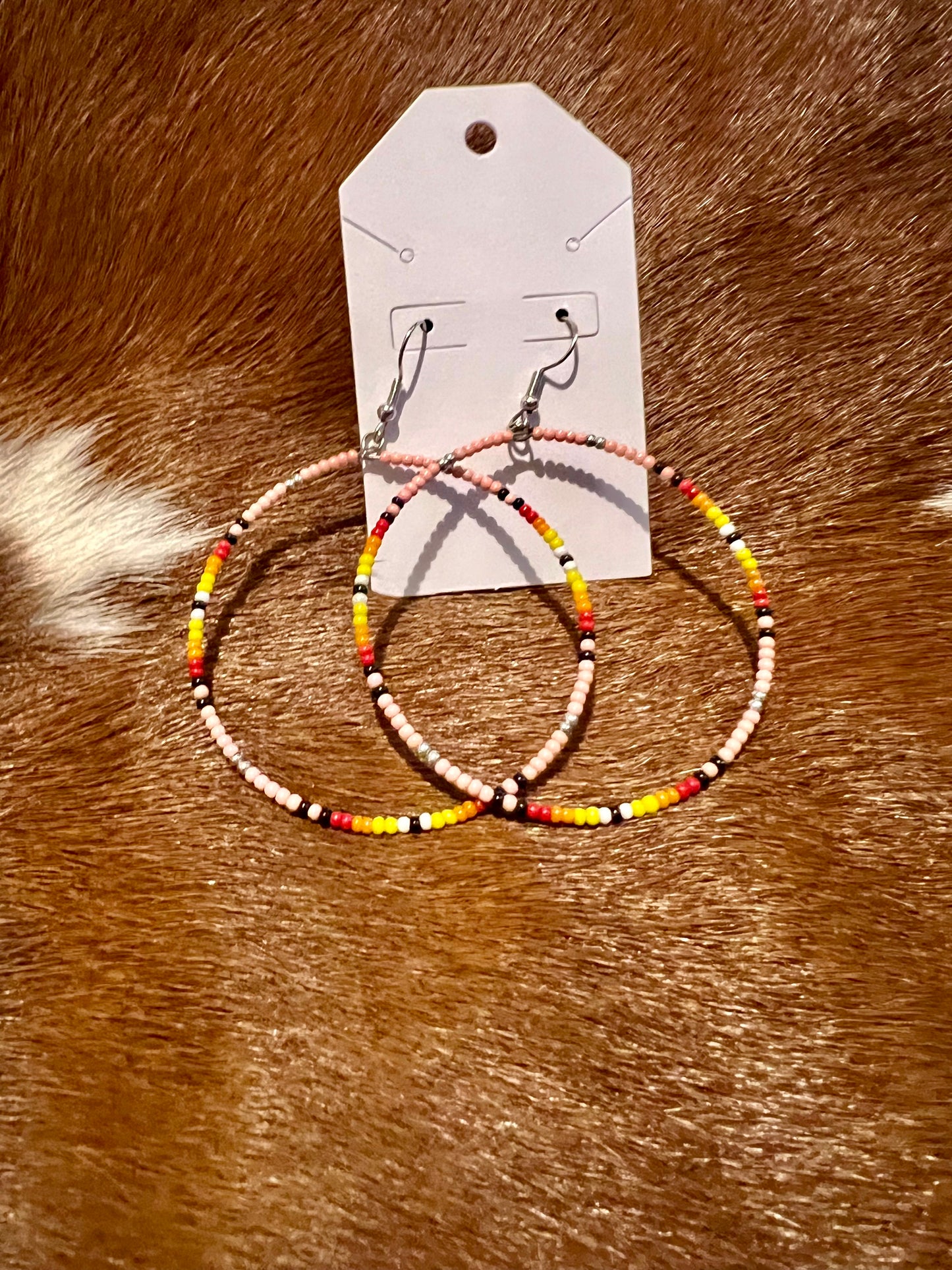 Beaded Multi Colored Hoops