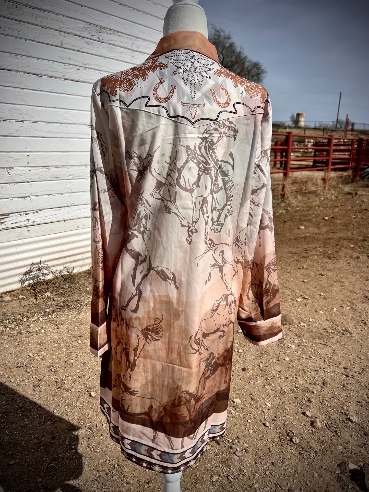 Pearl Snap Button Down Vintage Horse Dress