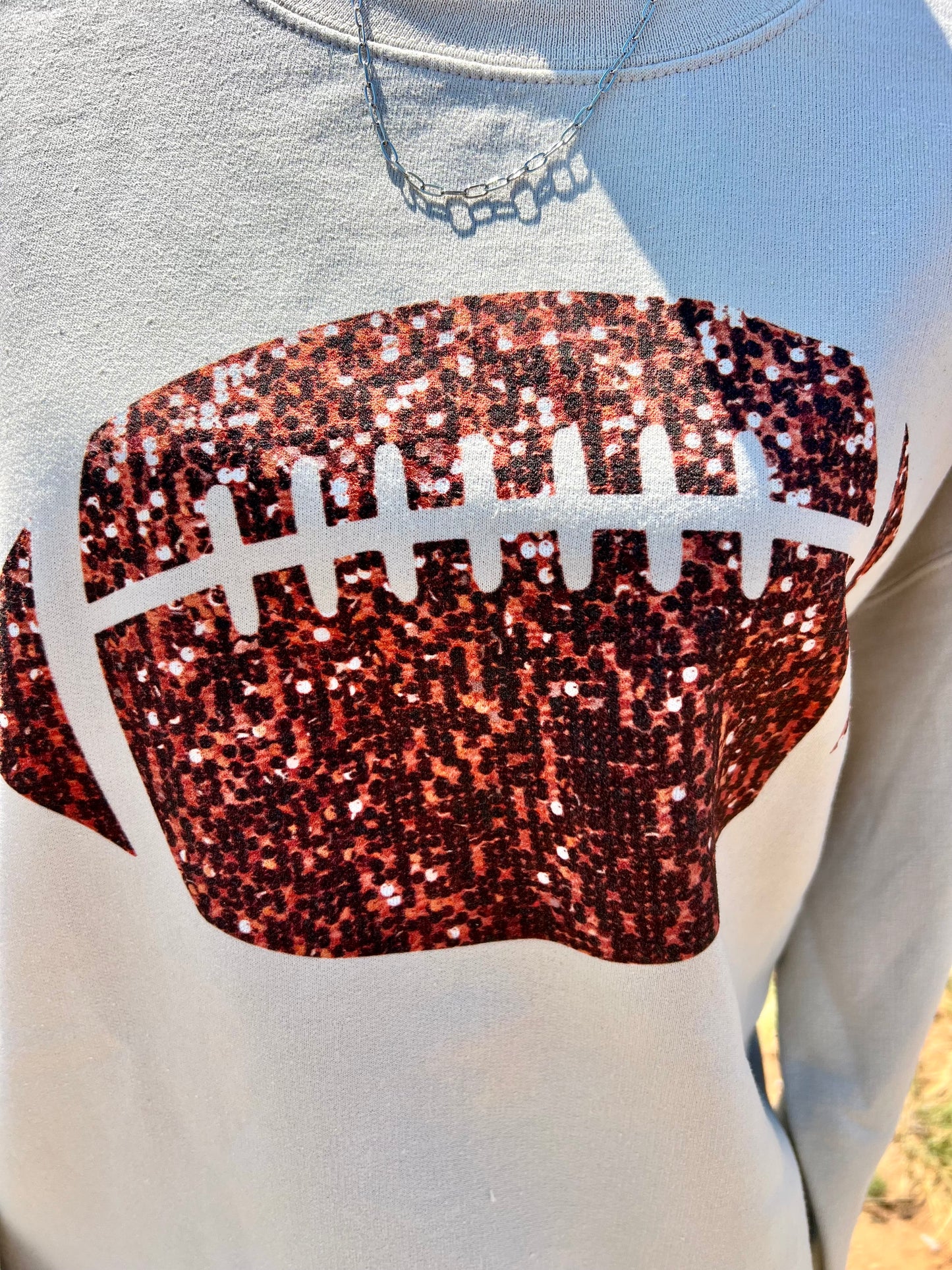 Faux Sequin Football Sweatshirt