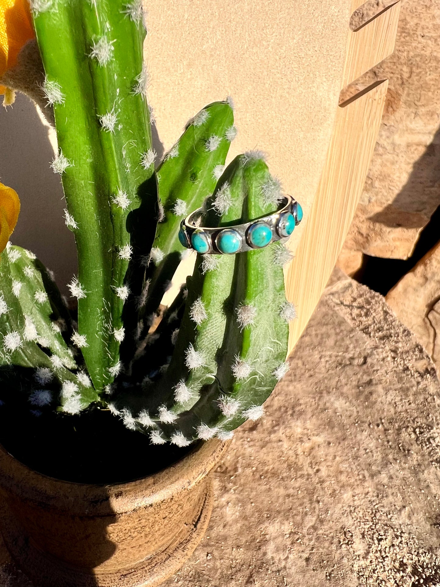 Turquoise Beaded Sterling Silver Ring