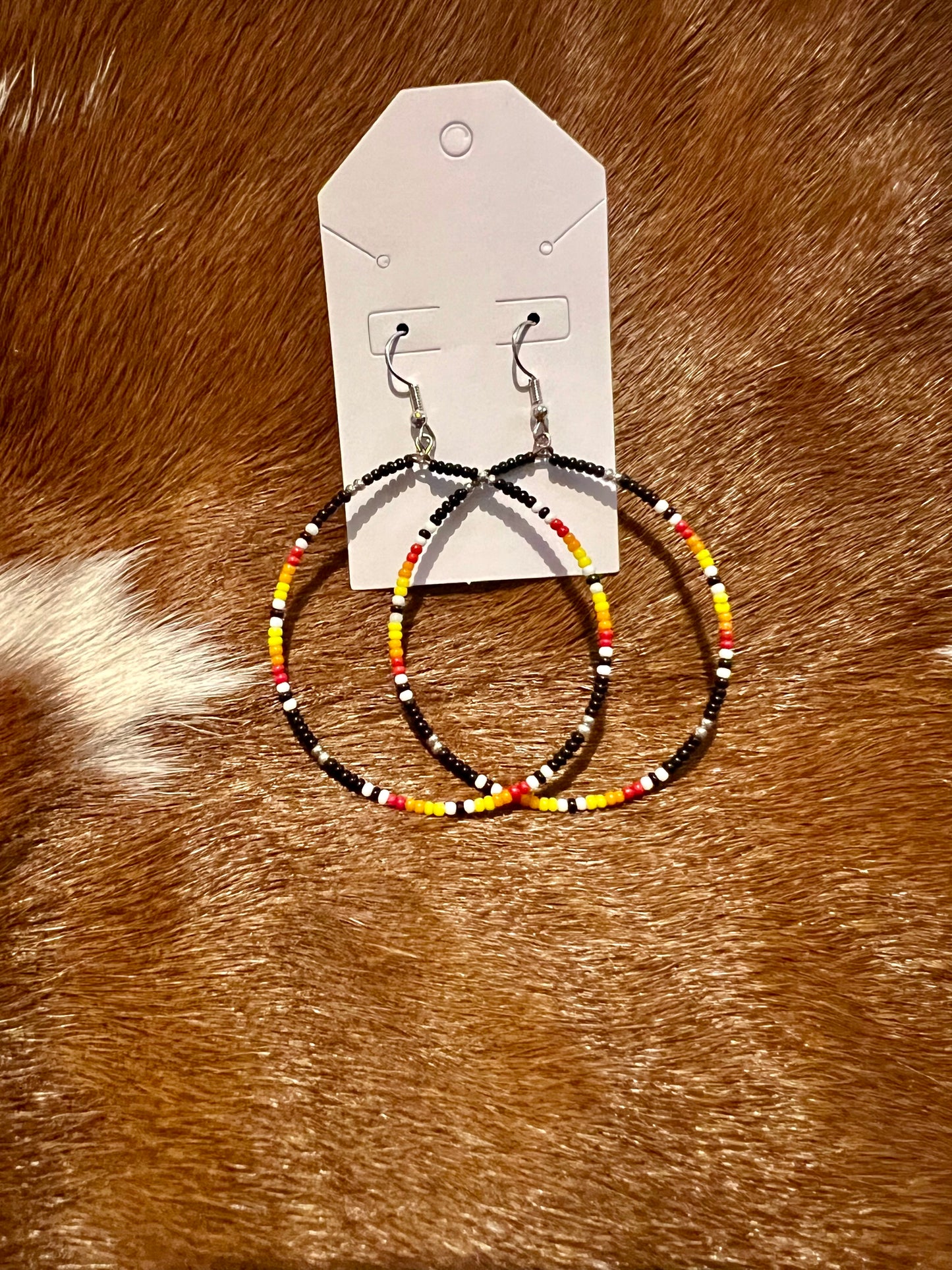 Beaded Multi Colored Hoops