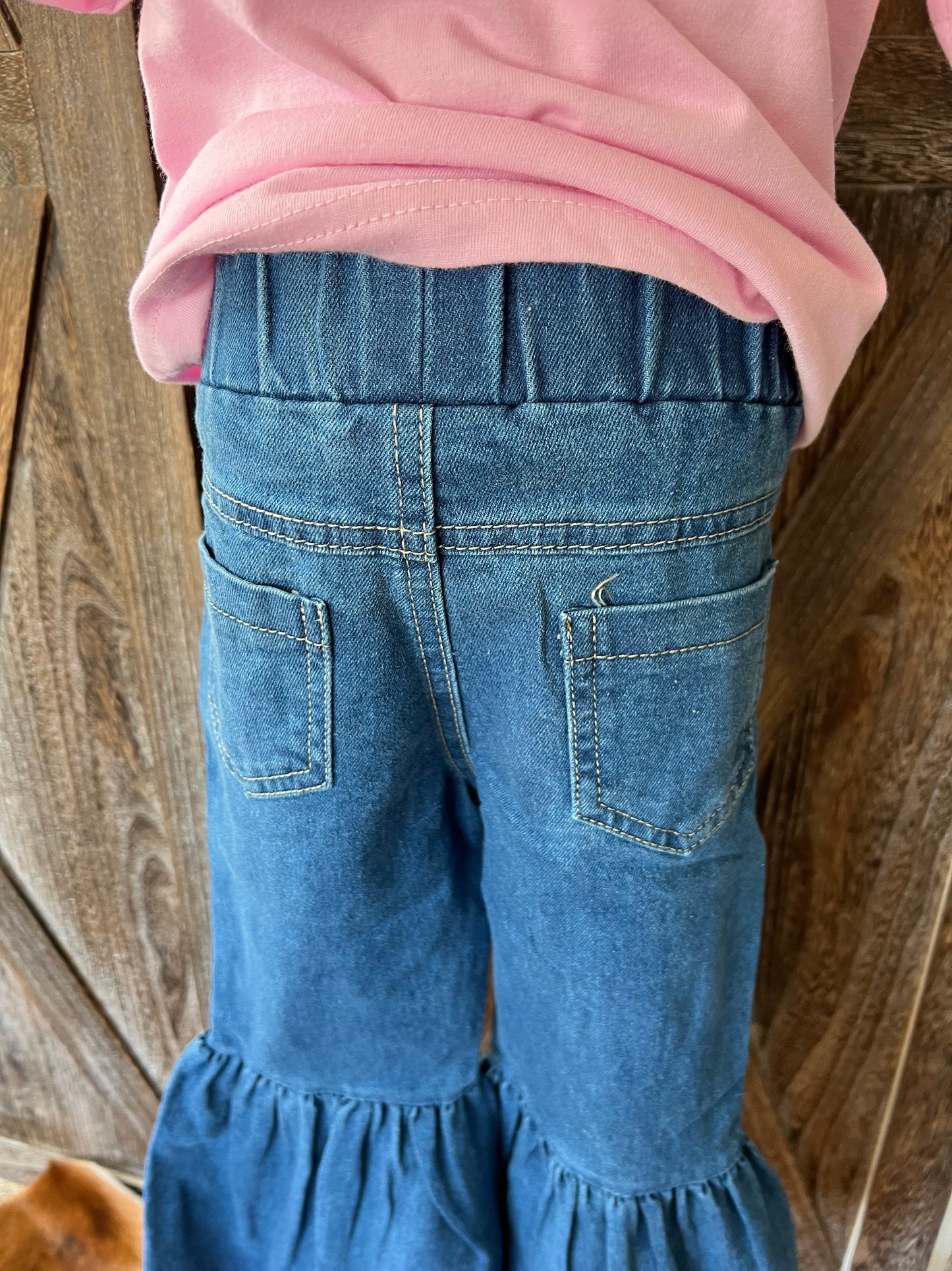 Denim Elastic Bell Bottom Jeans
