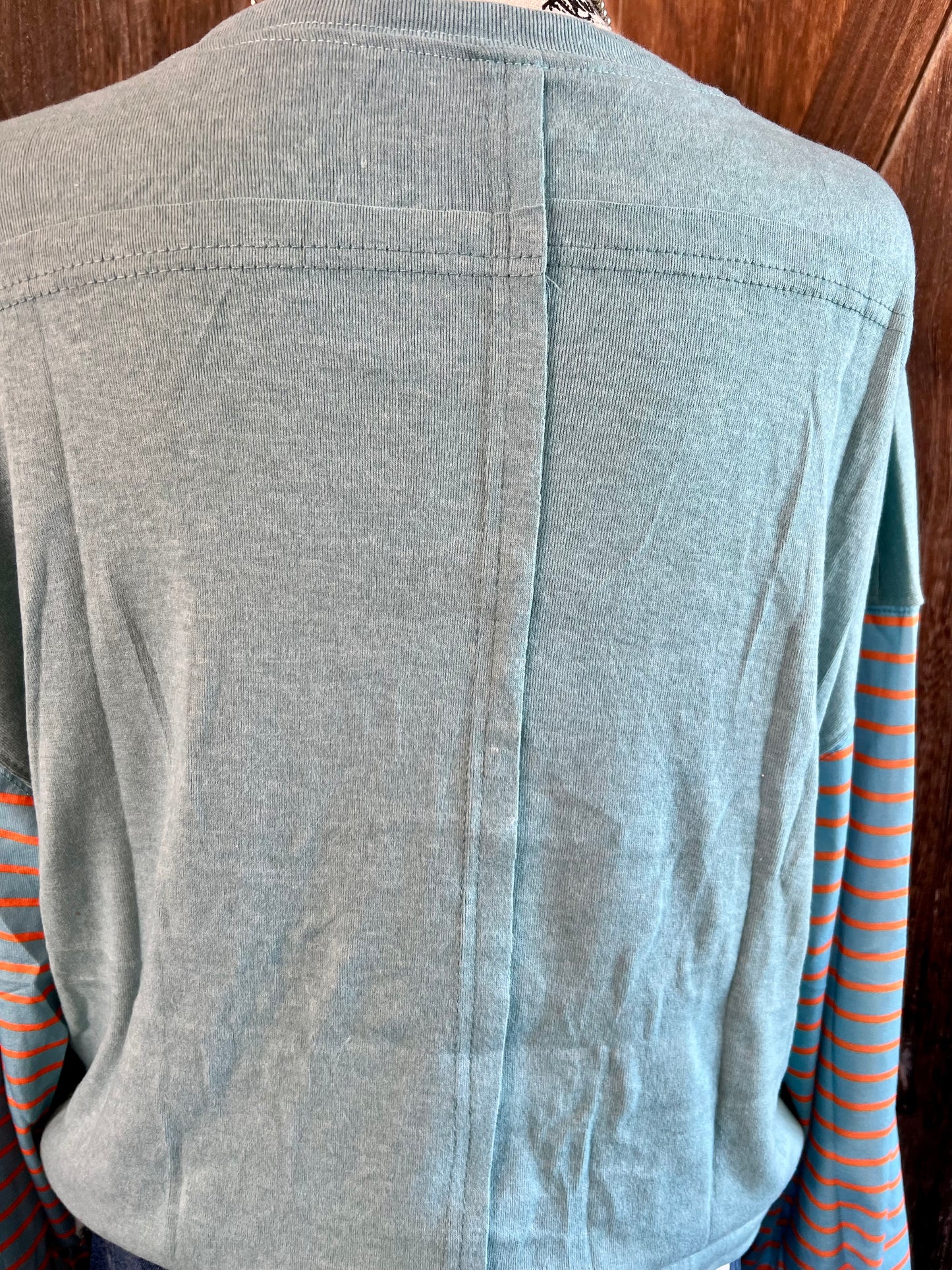Green & Orange Striped Top