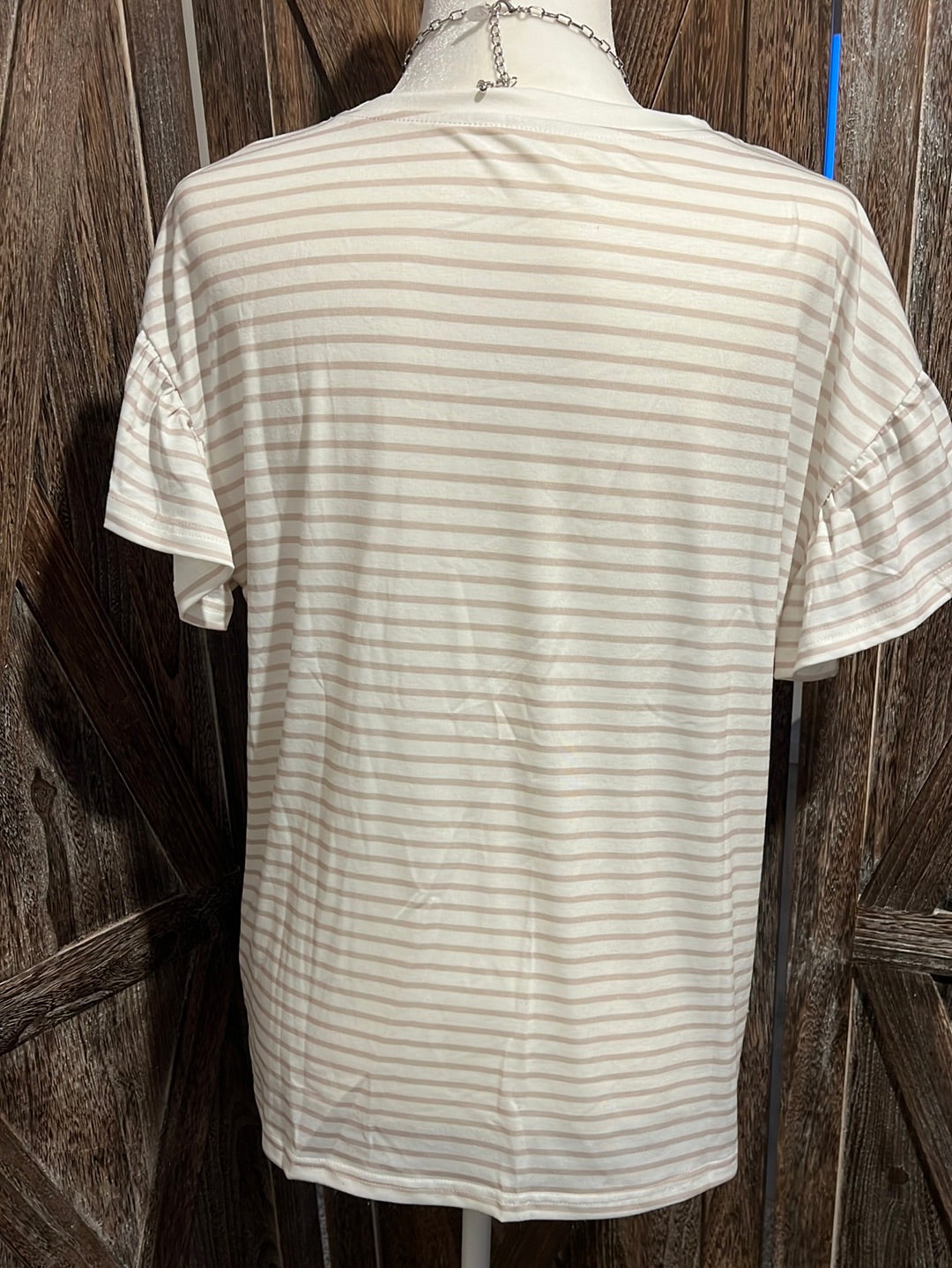 Stripe Ruffle Sleeve Top