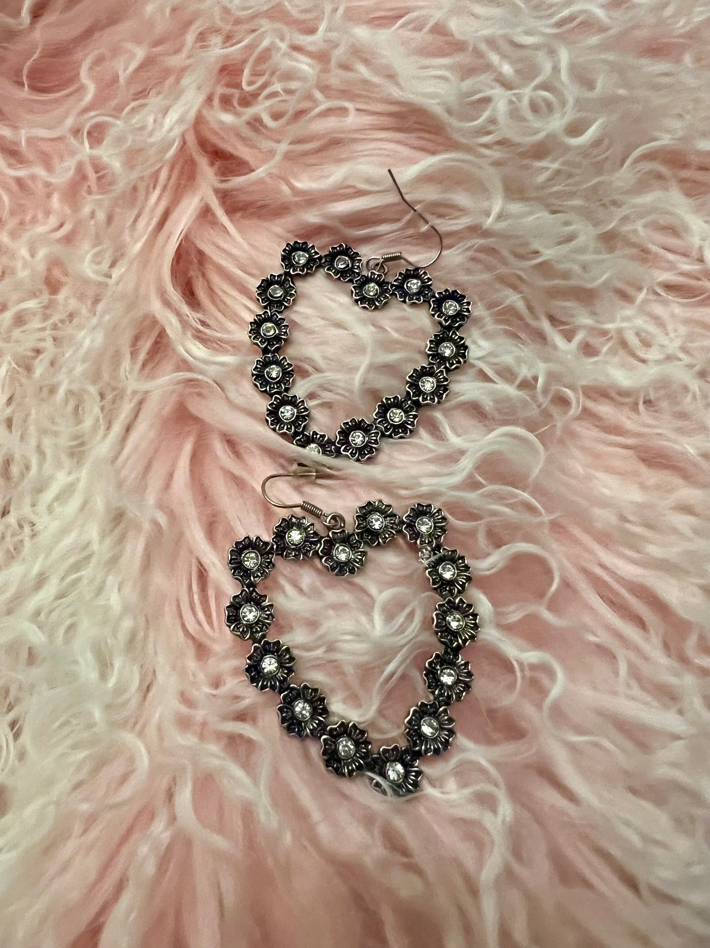 Heart with Rhinestones Earrings