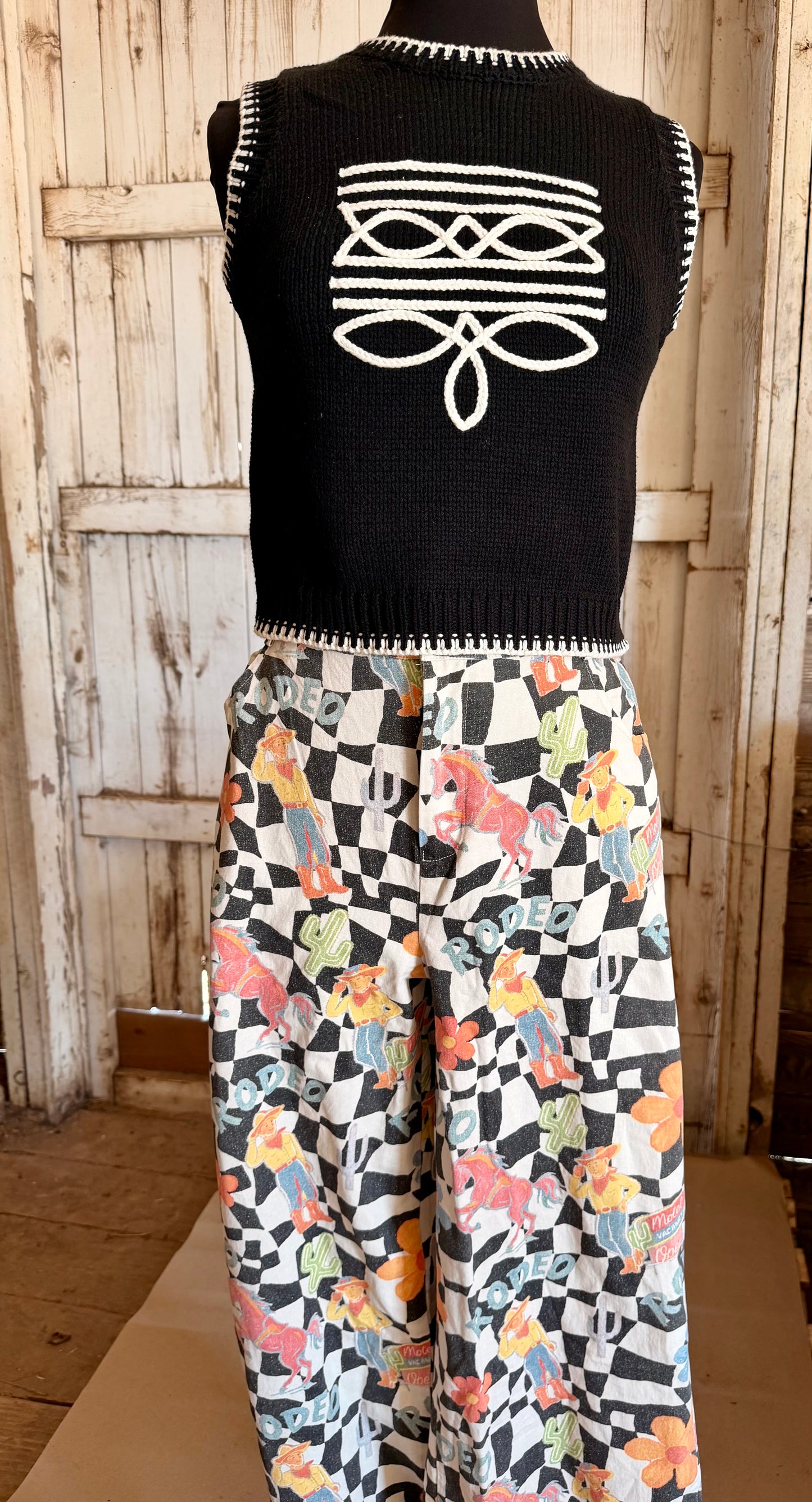 Checkered Western Print Pants