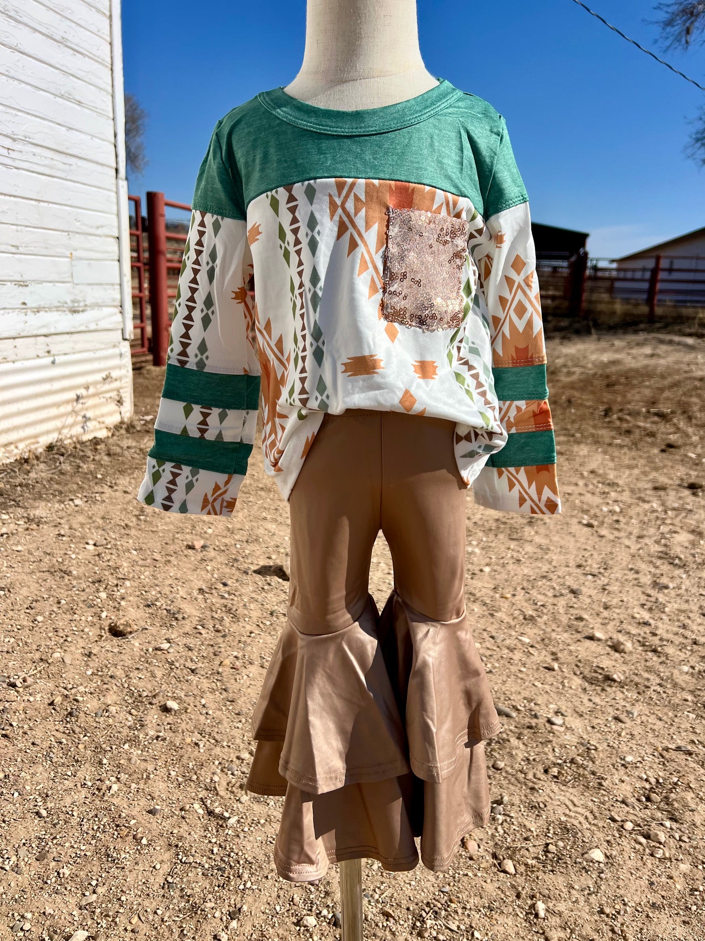 Aztec Long Sleeve Shirt with Sequin Pocket