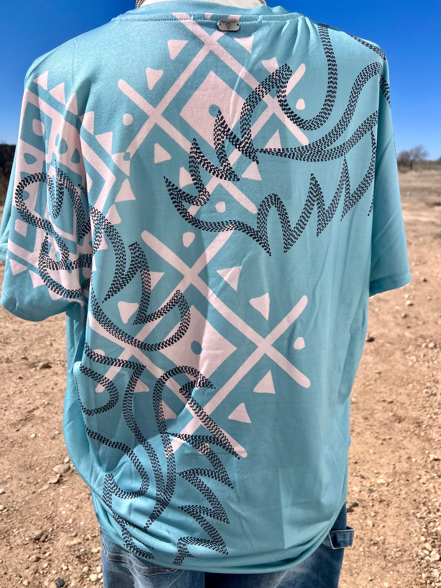 Boot Stitch Light Blue Top