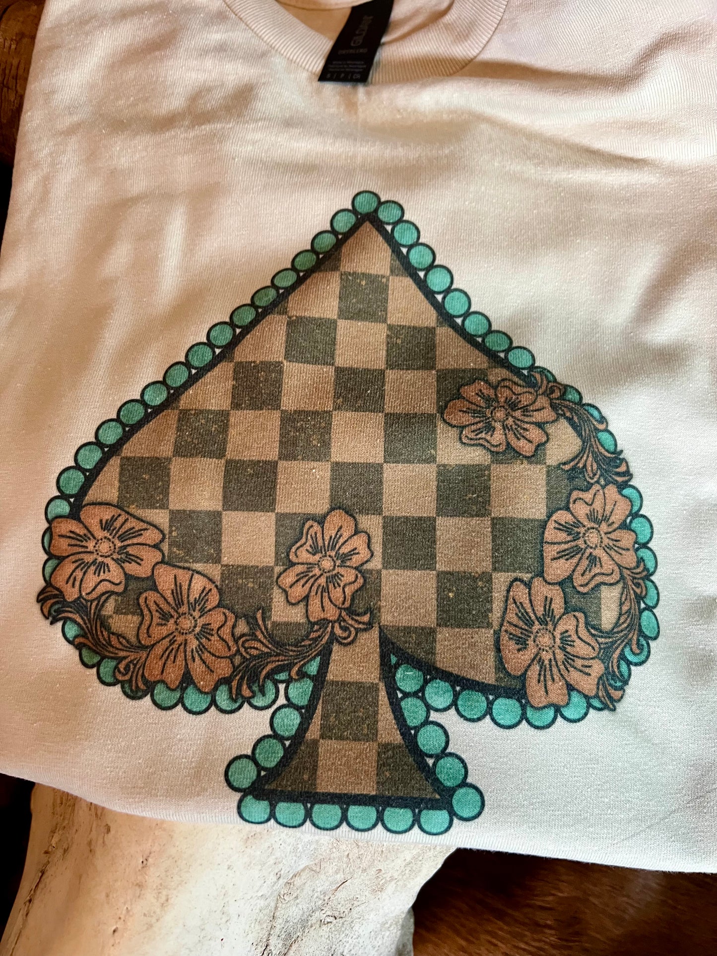 Checkered Spade Tan T-shirt