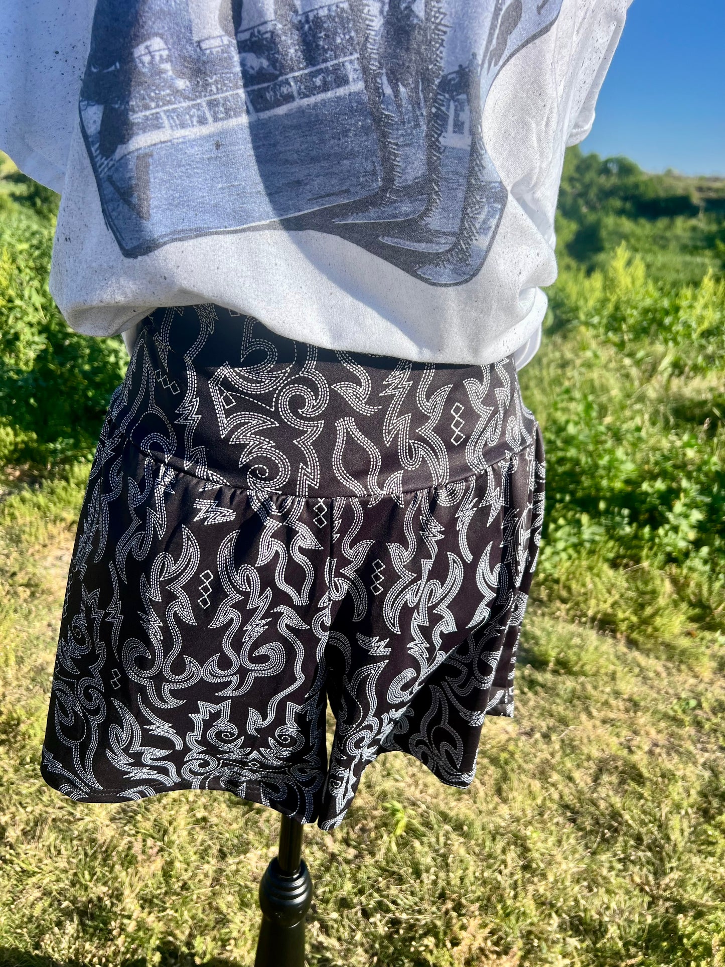 Black Boot Stitch Shorts