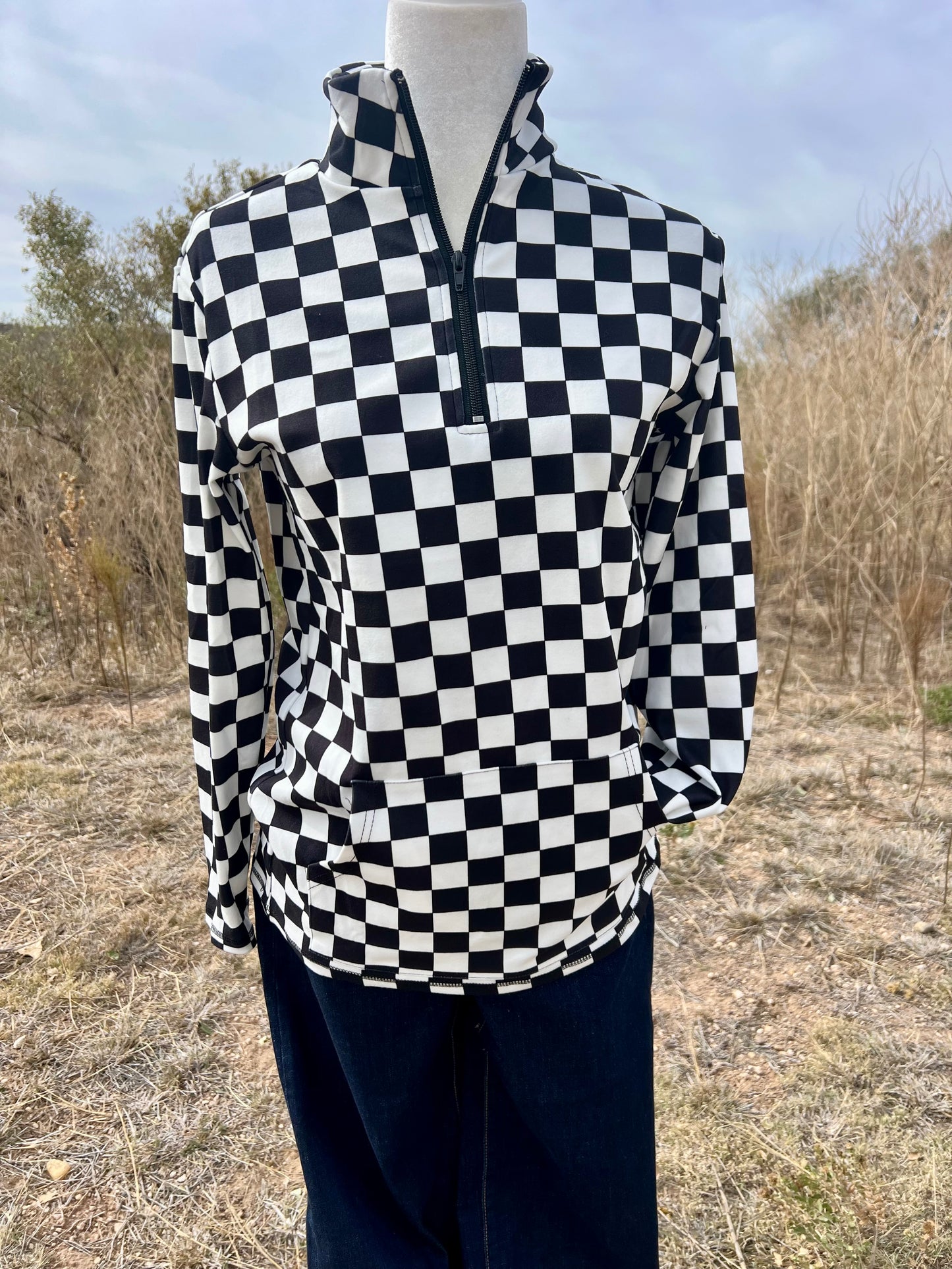 Black Checkered Pullover