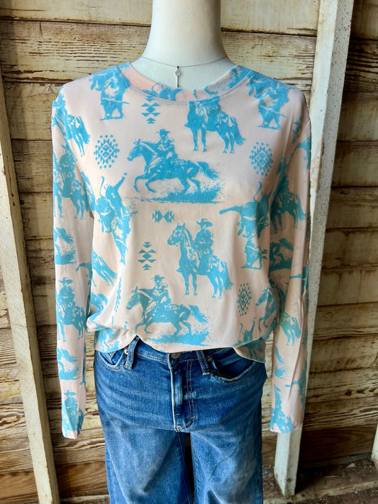 Rodeo Beige Mesh Top