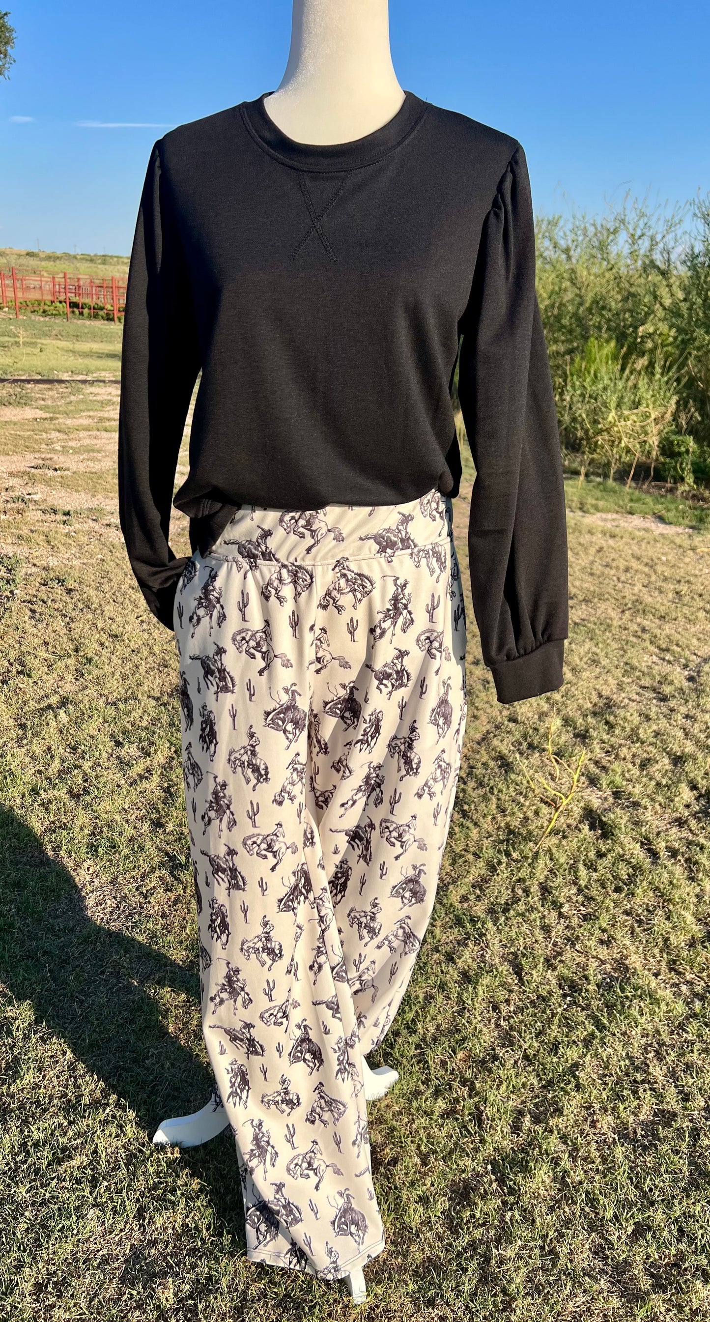 Bucking Horse Elastic Waist Band Polyester Pants with Pockets