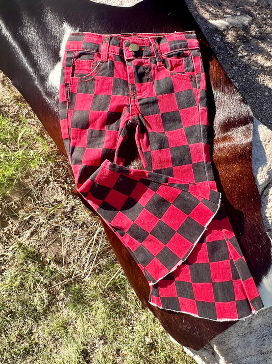 Red & Black Checkered Jeans