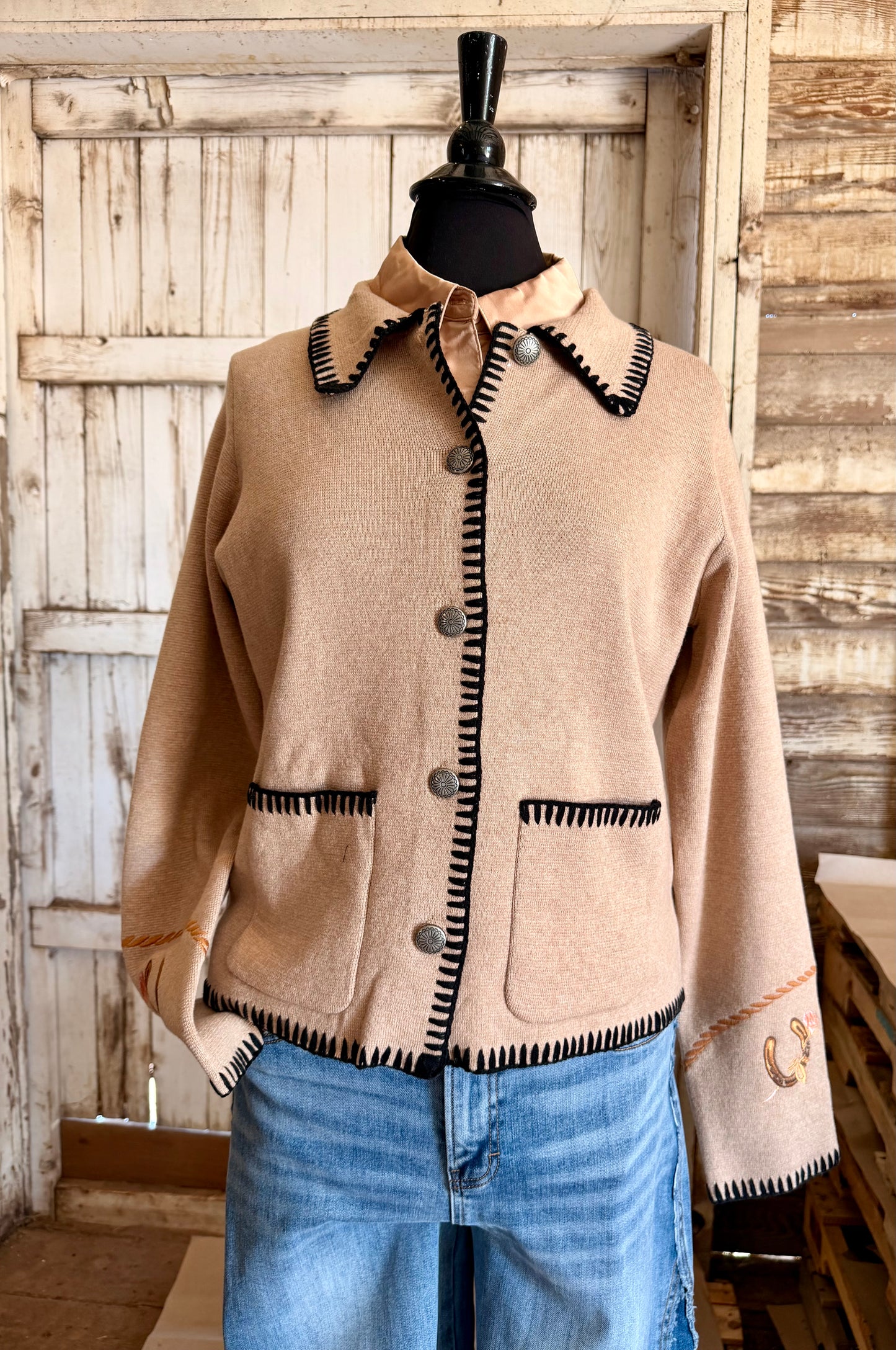 Embroidered Bucking Horse Sweater