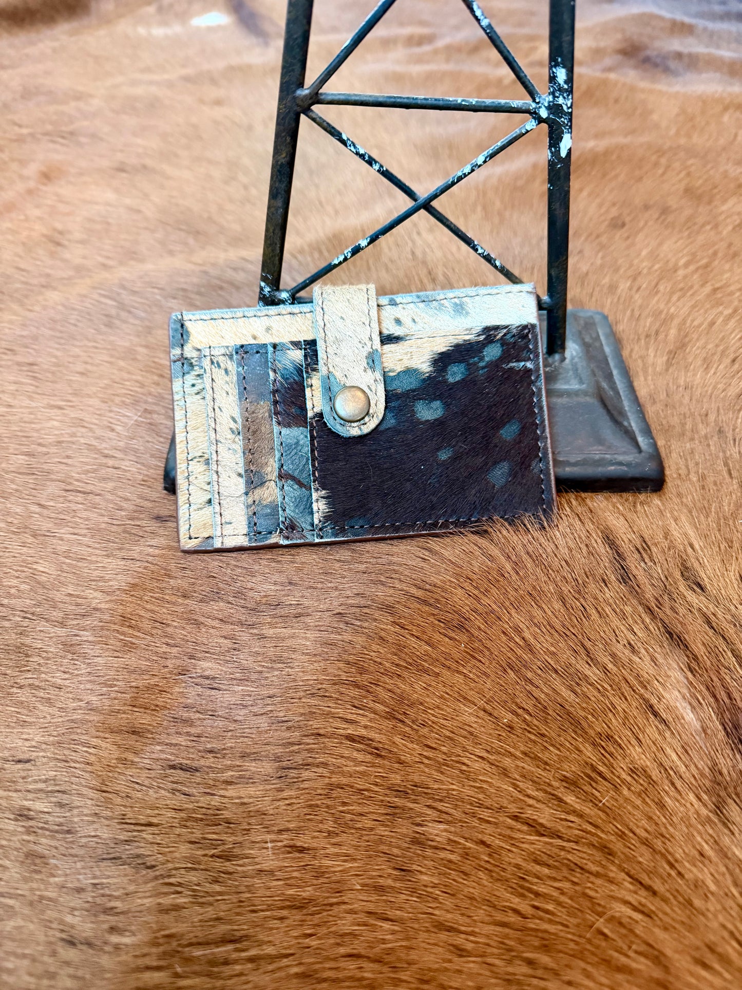Leather on Cowhide Credit Card Holders