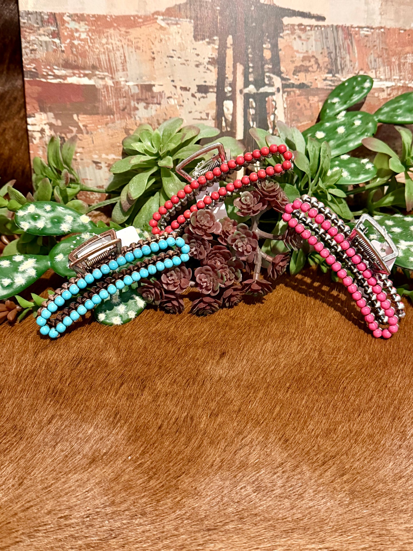 Large Beaded Claw Clips