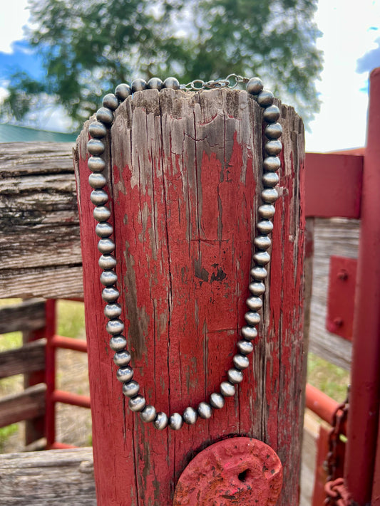 Faux Navajo Pearl Bead Necklace 10mm