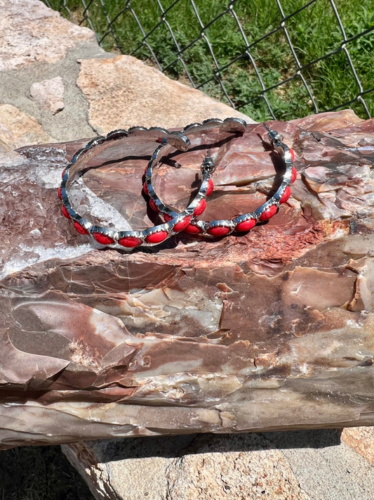 Red Hoop Earrings