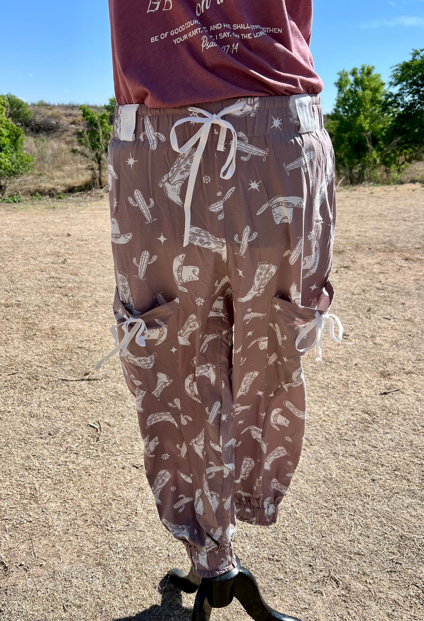Western Print Khaki Joggers