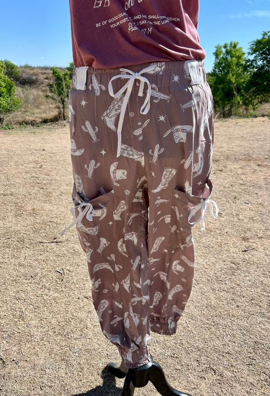 Western Print Khaki Joggers