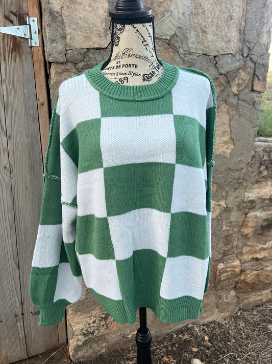 Green Checkered Sweater