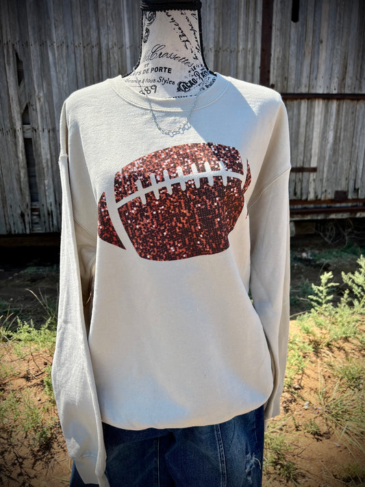 Faux Sequin Football Sweatshirt