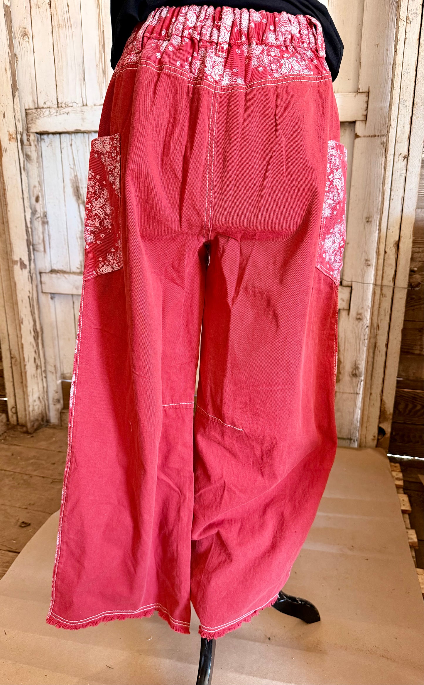 Red Bandana Print Jeans
