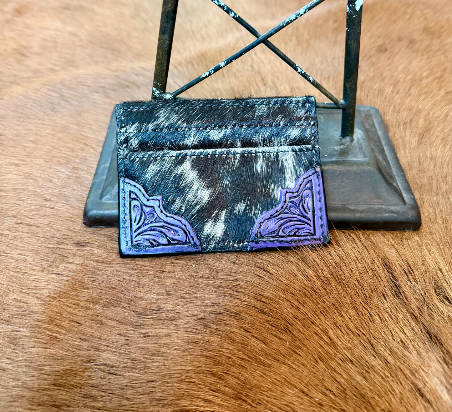 Leather on Cowhide Credit Card Holders