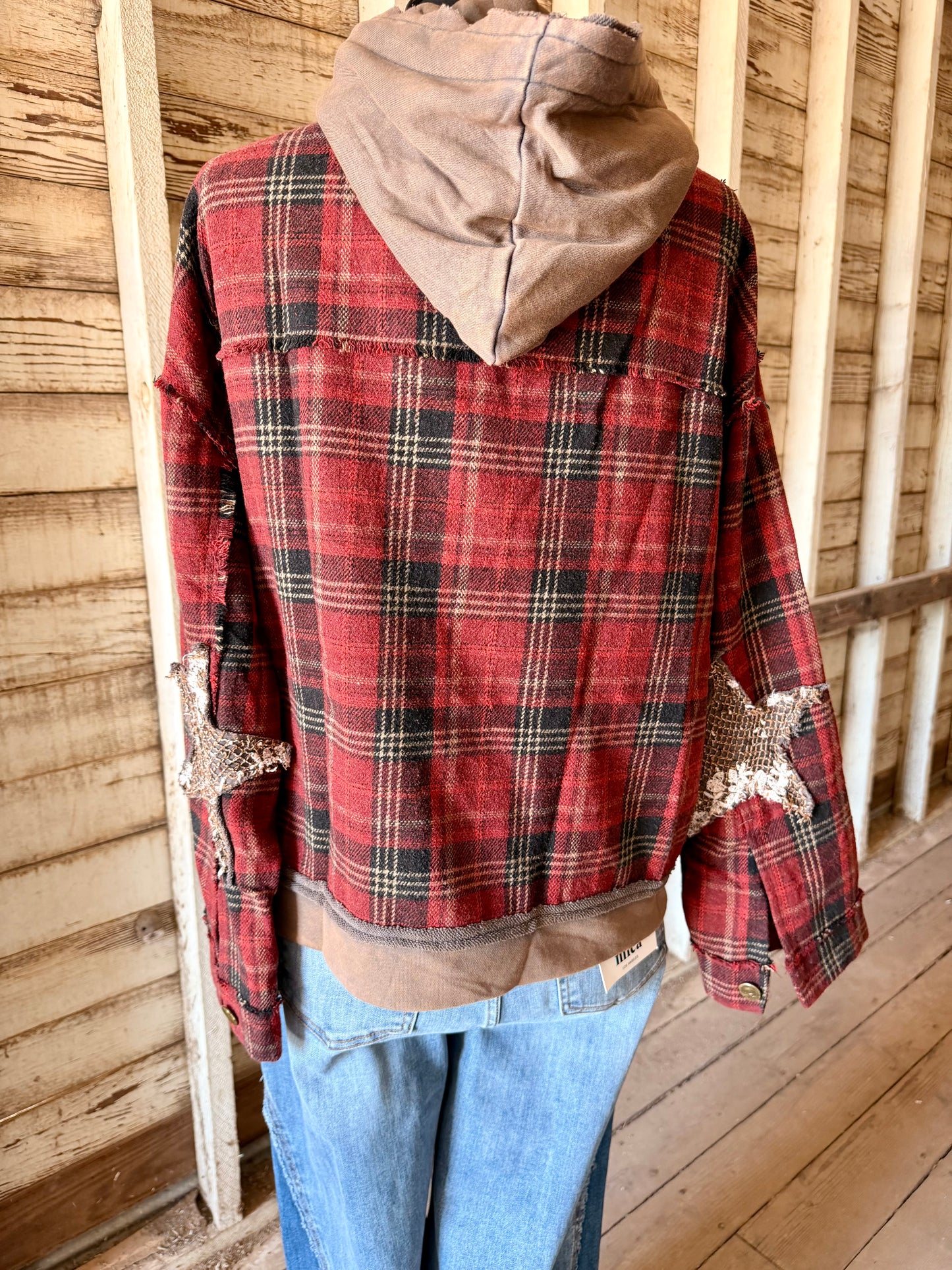 Red Plaid Jacket with Hood