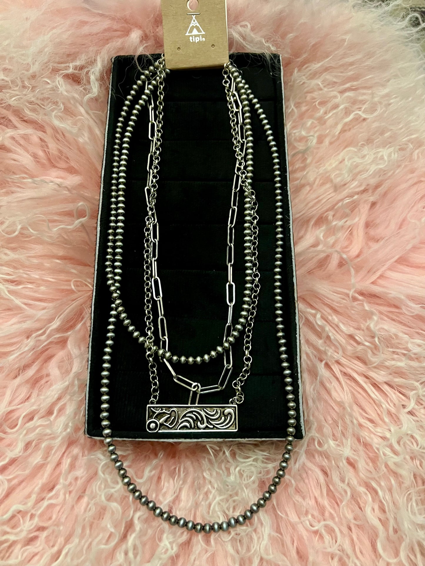 Four Strand Necklace with Bar