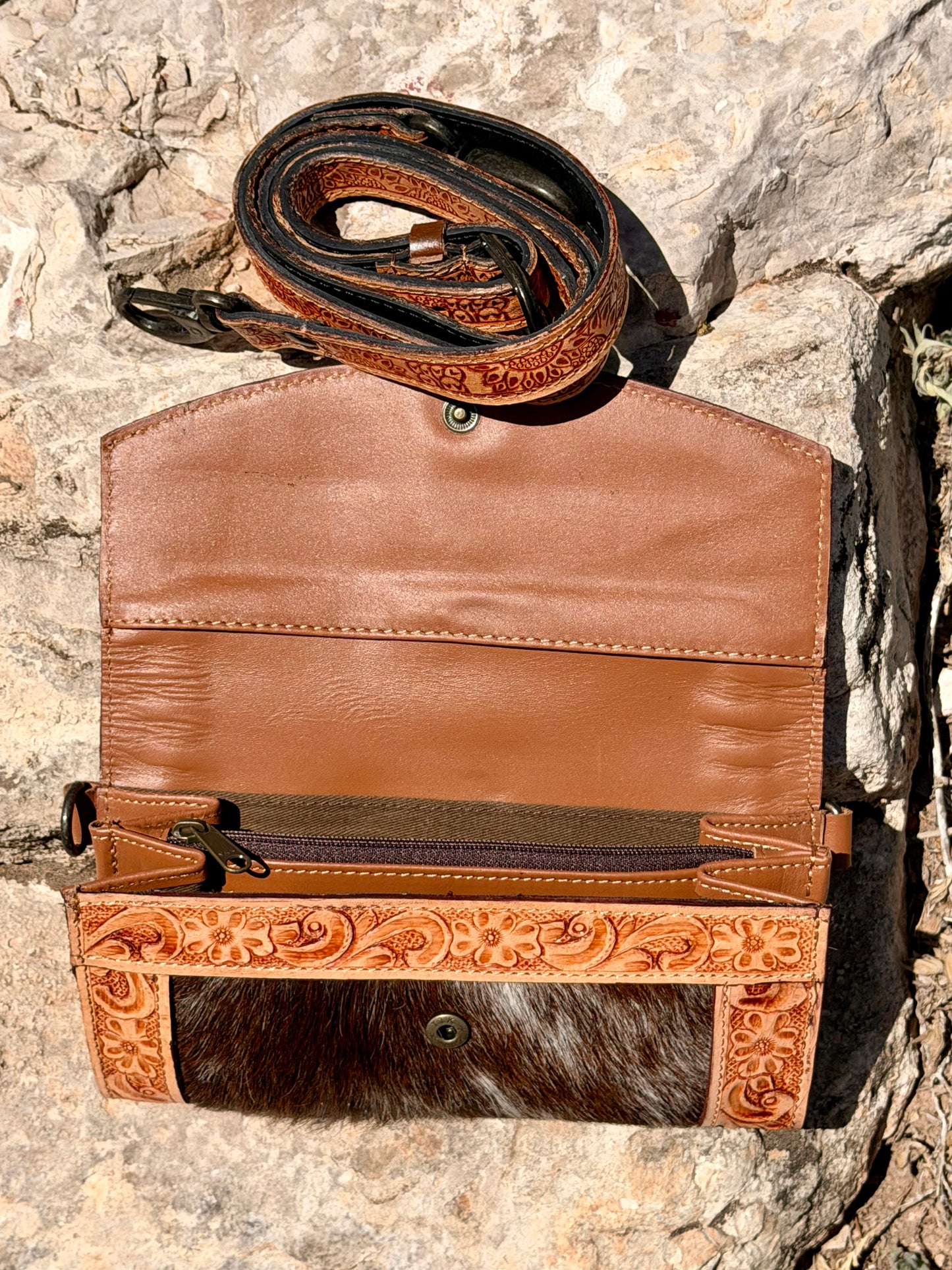 Cowhide Clutch with Shoulder Strap
