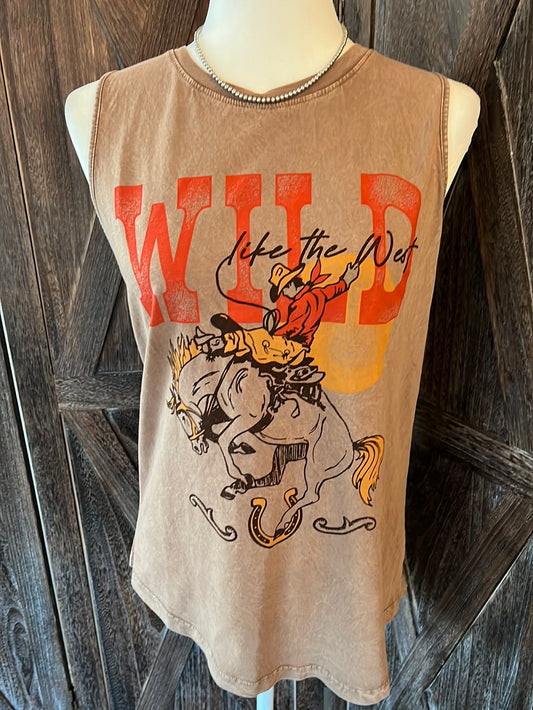 Wild Like the Wild West Taupe Tank Top