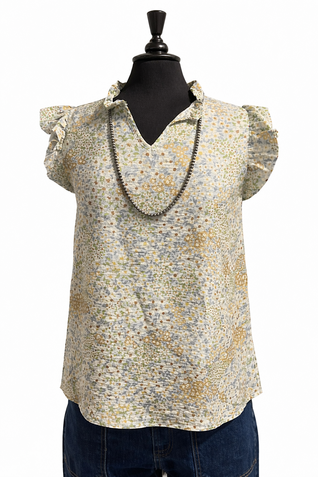 Flowered Print Sleeveless Top 100% rayon